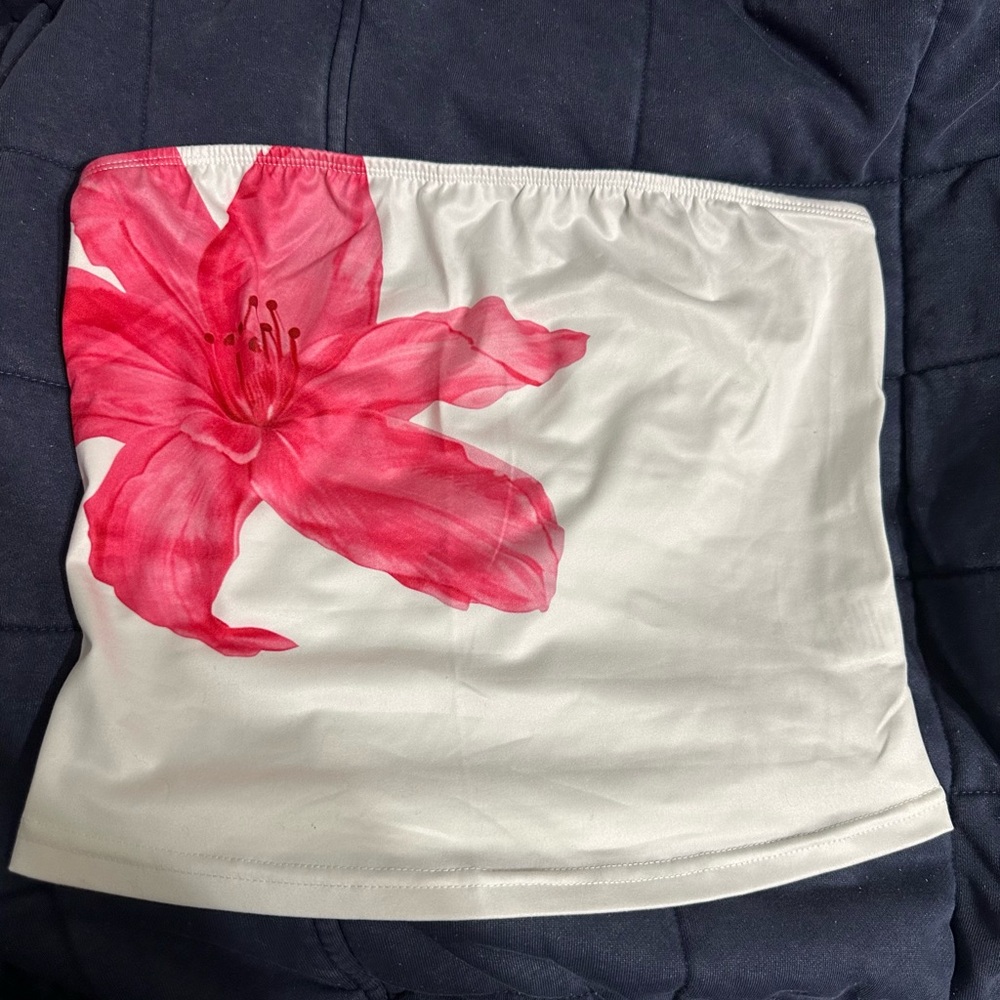 Floral Tube Top with Pink Flower